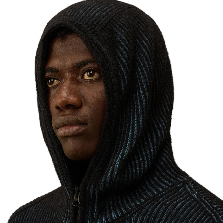 Fleece Knit Zip Lens Hooded Cardigan