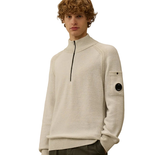 Polo Collar Quarter Zip Lens Fleece Knit