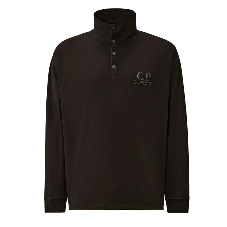 Long Sleeve Embroidered Logo Jersey Polo - Casual Basement