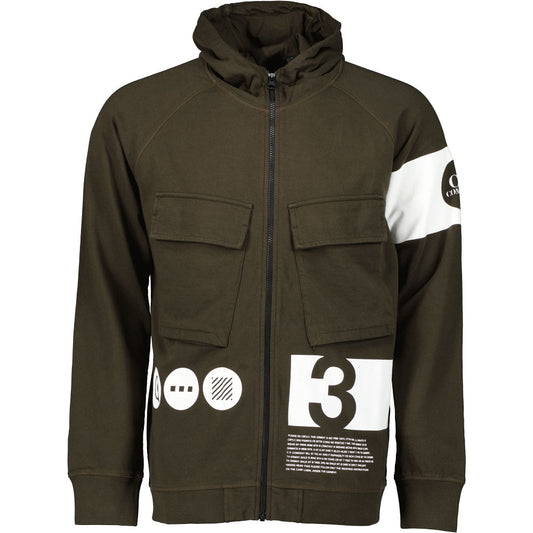 C.P. Text Print Zip Hoodie - Casual Basement