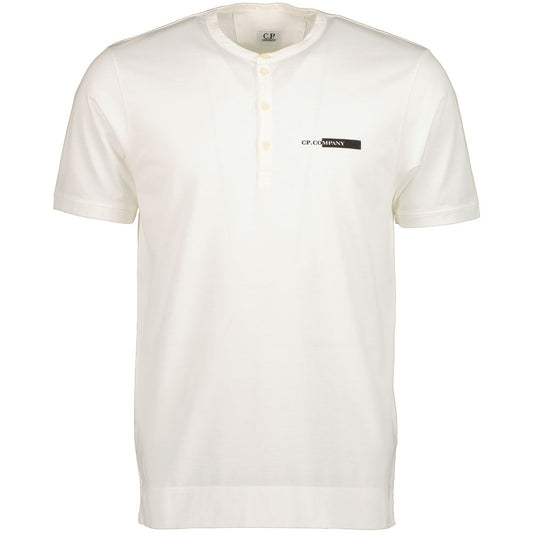 C.P. Micronet Piqué Button Up Logo Print T-Shirt - Casual Basement