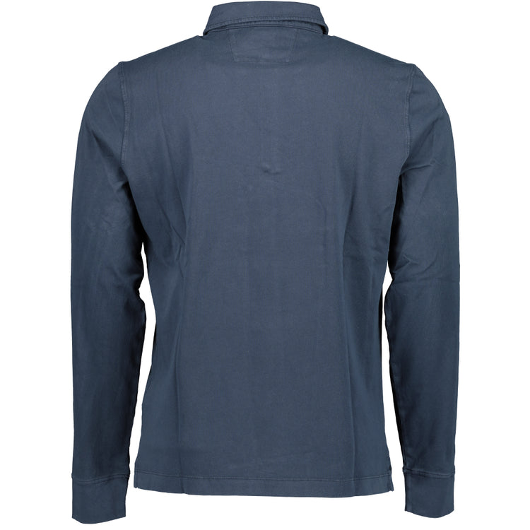 Long Sleeve Logo Patch Polo Shirt - Casual Basement