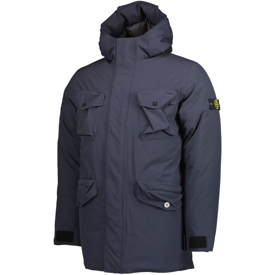 Stone Island Junior Junior Hooded Soft Shell Down Jacket Navy